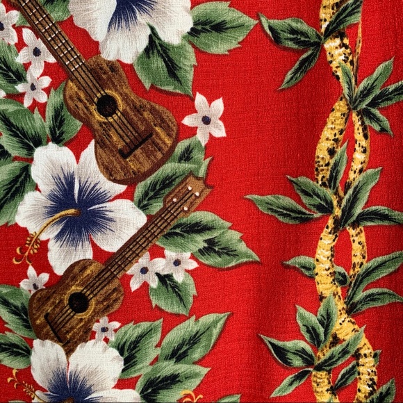 🌴 RJC Hawaiian Barkcloth Shirt Ukulele size XL 🌴 - Picture 9 of 12